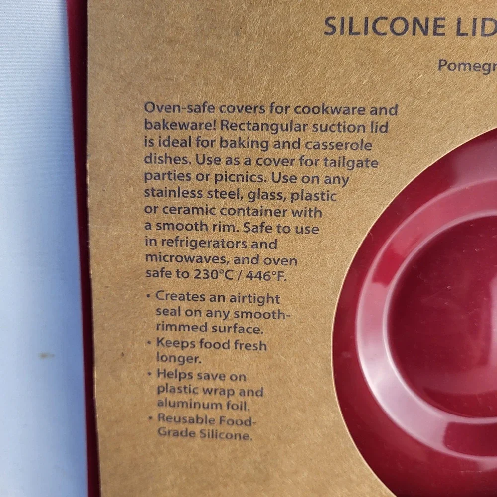 Norwex NEW Silicone Lid Square Pomegranate 9